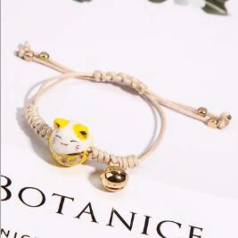 Керамический Lucky Cat браслет с колокольчиками женский студенческий подружка