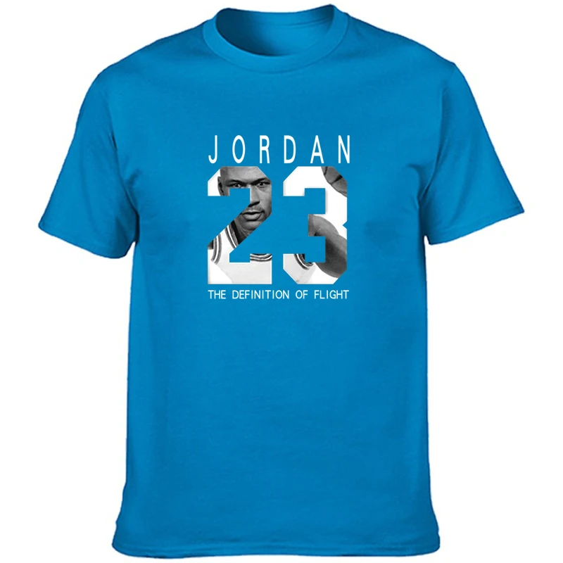 Jordan 23 мужские футболки летние футболки мужские повседневные футболки хлопковые топы с круглым вырезом короткий рукав Футболка в стиле хип-хоп размера плюс XXL - Цвет: Blue