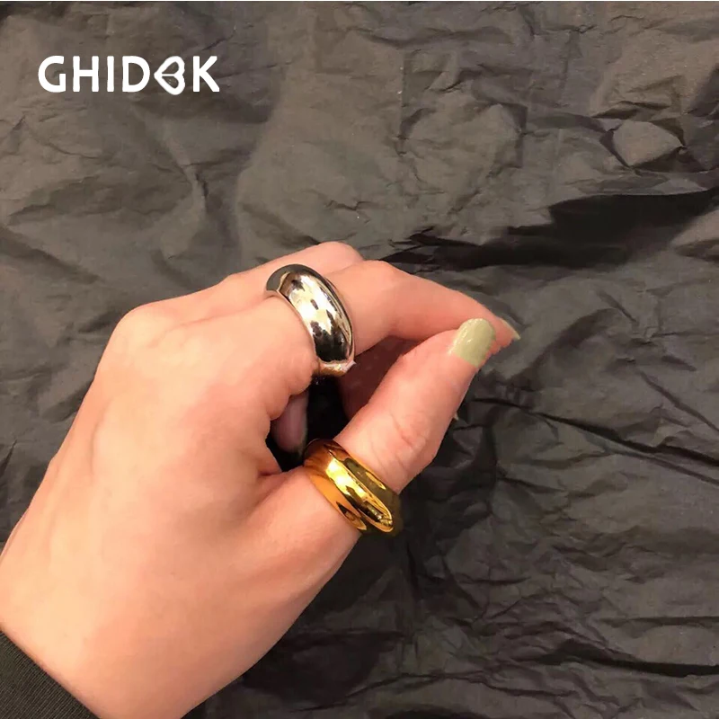 Простые золотистые Серебристые Металлические однотонные кольца GHIDBK для женщин