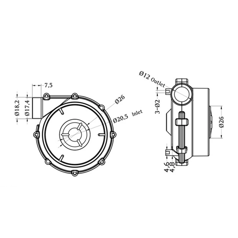 

7040 DC 12V Brushless DC Fan, Small Centrifugal Fan, Can Be Used for Sleep Breathing Machine Oxygen Treatment 6.5Kpa