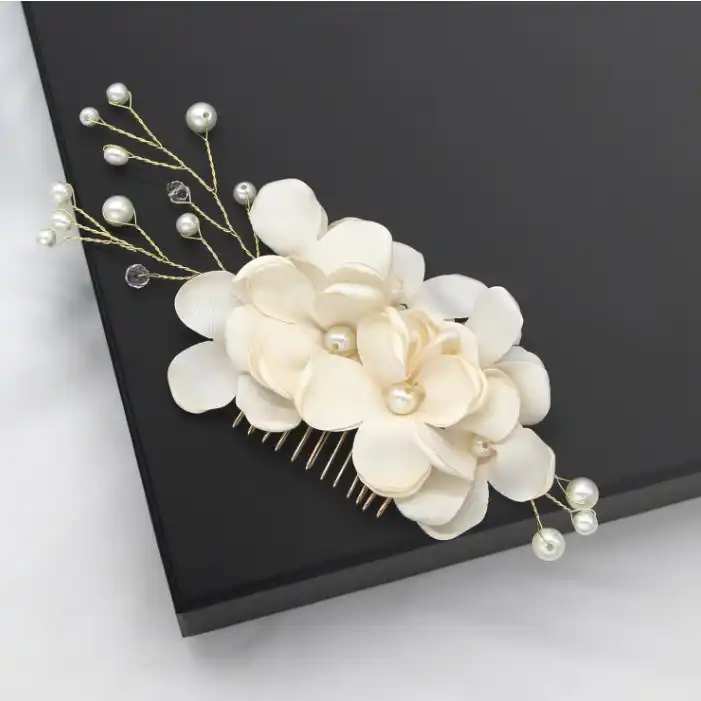 blush wedding hair accessories