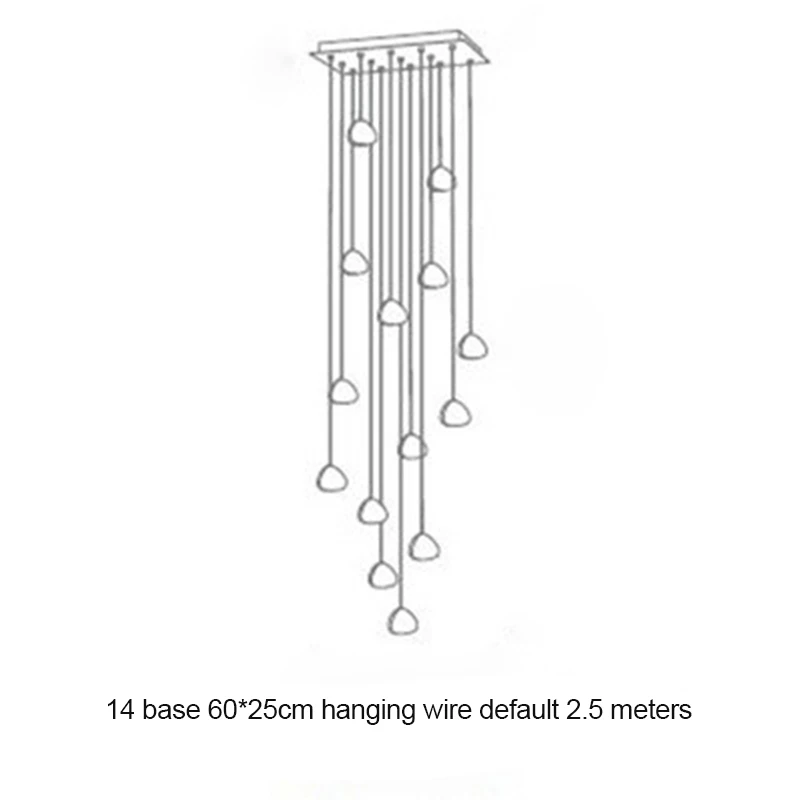Роскошный Лофт светильник ing подвесной светильник 10 см хрустальные шары лестница современный длинный провод cristal вилла гостиная бар - Цвет корпуса: 14 heads long