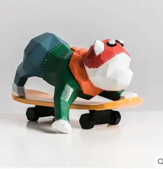 

NORDIC CREATIVE SKATEBOARD DOG SIMULATED ANIMAL RESIN DOG SCULPTURE MODERN HOME DECORATIVE ORNAMENTS CRAFT DECORATION