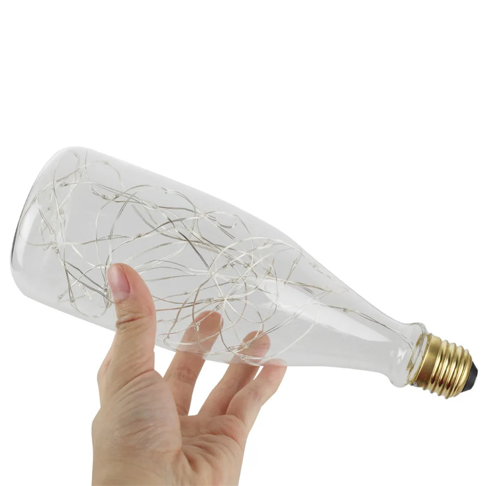 Wine Bottle Copper Lamp RGB Color Flash LED Antique Lamp Drift Bottles Color Stars Edison Bulb