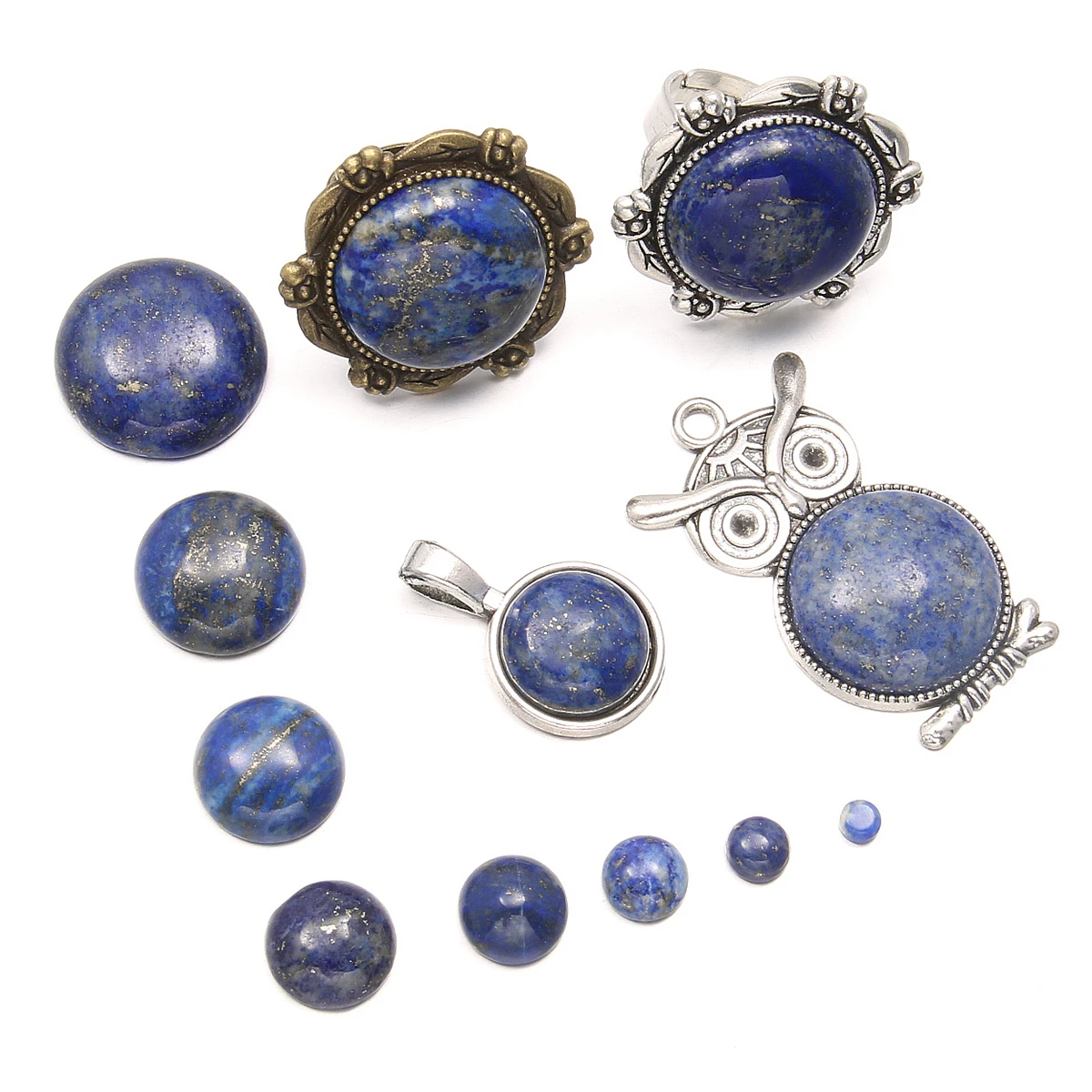 

Natural Stones Lapis Lazuli Stone Cabochon 10 12 14 16 18 mm Round No Hole Beads for Making Jewelry DIY accessories Loose Beads