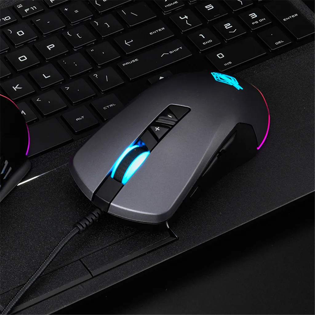 Laptop Desktop Computer Mouse USB Wired Gamer Gaming Mice, with 9 Programmable Buttons, 6 DPI Settings 5000