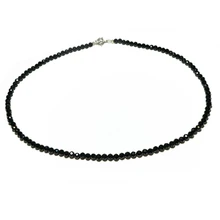 Lily ювелирные изделия блестящие черные шпинели 2 мм/3 мм граненые бусины 925 пробы модное серебряное ожерелье для женщин/мужчин Прямая поставка