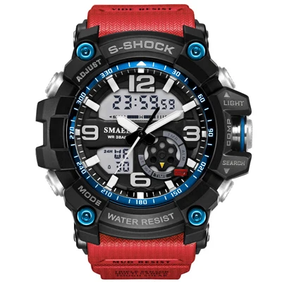 Relogio Masculino мужские часы Роскошные спортивные армейские уличные 50 м водонепроницаемые цифровые милитари часы повседневные новые мужские наручные часы - Цвет: Красный