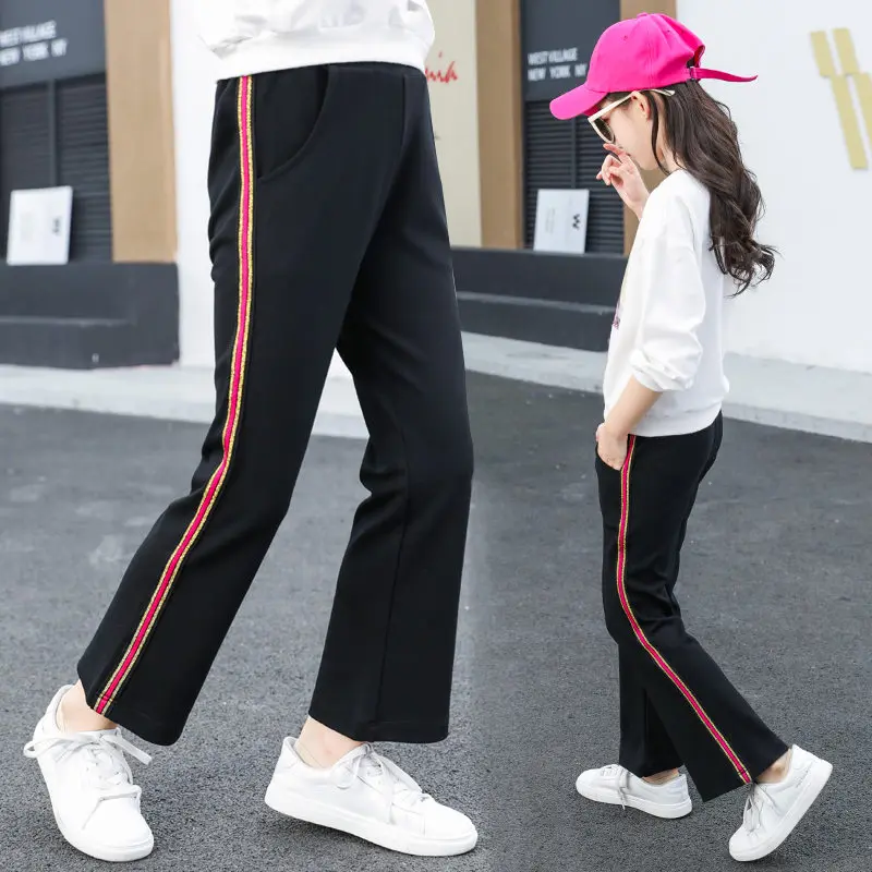 

New Arrivels Sports Pants Casual Flared Trousers Kids Girls Long Running Pants Children Trousers Cotton Sweatpants 4-14Years Old