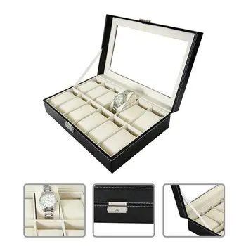 

Top Quality 12grids watch storage box Storage organizer Jewelry box decoration for home Watch Display Case make up organizer HWC