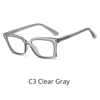 C3 Clear Gray Ralferty гибкие женские очки оправа квадратная TR90 CP ШТЫРЬКОВАЯ вставка пружинная дужка ранг близорукость без диоптрий очки F92350 - Цвет оправы: C3 Clear Gray