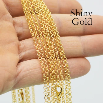 

50 pcs- 18/24/30 Inch Gold Necklace, Gold Chain Necklace, Circle Link Necklace Chain, Soldered Link Chain Necklace Gold Color