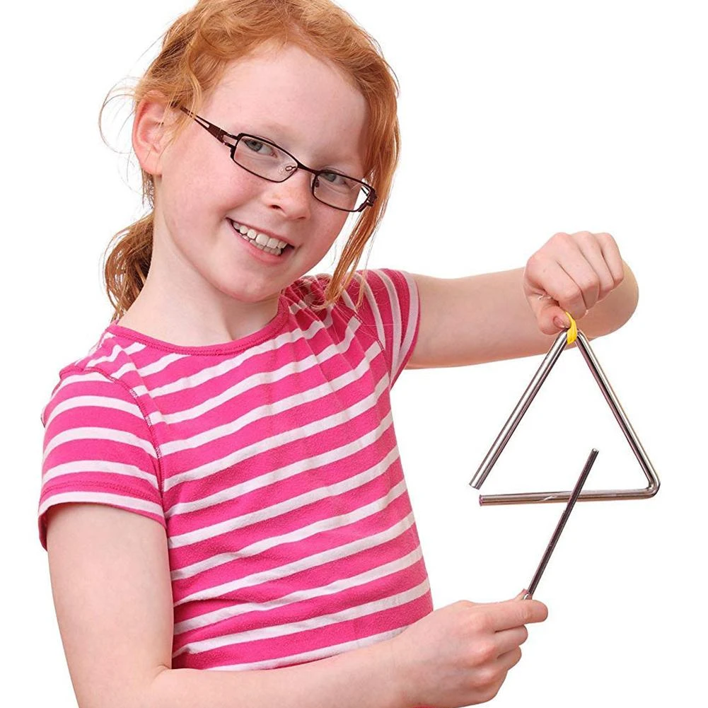 5inch Musical Triangle Steel School Children Percussion Instrument with Beater