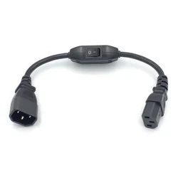 Compact Extension Power Cord with On/Off Switch, IEC 320 C13 to C14, 10A Capacity - 0.5M