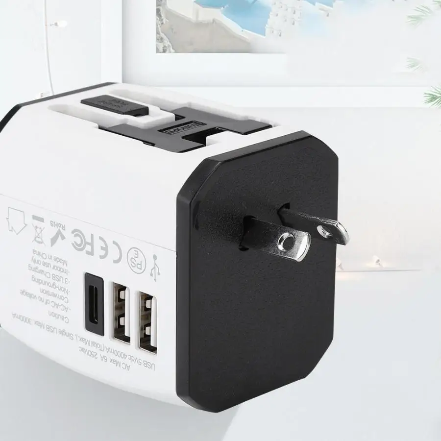 2USB+ type-c Быстрая зарядка Универсальный адаптер питания вилка 100-240 в Международный адаптер для путешествий конверсионная розетка