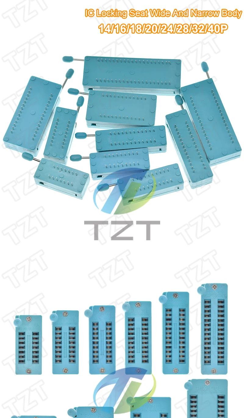 TZT 1/3PCS 14 16 18 20 24 28 32 40P Pin 2,54 MM Grün DIP Universal ZIF IC Sockel Test Solder Typ IC lock seat ringing sockel – Detail 10