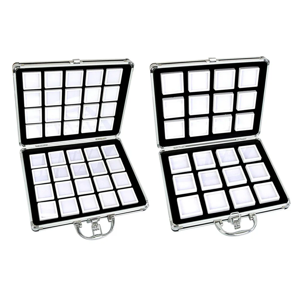 Aluminium Alloy Box Gem Jar Foam Insert Tray Jewelry Display Organizer Gemstones Beads Storage Case Jewelry Packaging