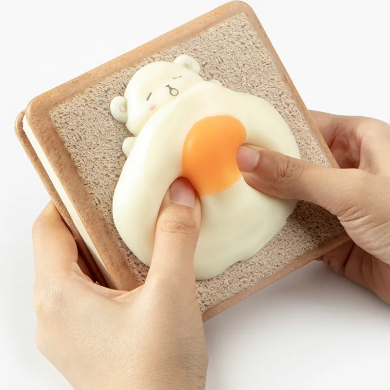 

Cute Bread Theme Soft Pressure Released Notebook 124*124*30mm Lined Paper 106 Sheets