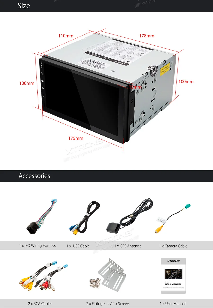 Best XTRONS Universal 7" Head Unit Android 9.0 Car Multimedia Player Radio Stereos 1080p Video Steering wheel GPS RCA OBD NO DVD 21