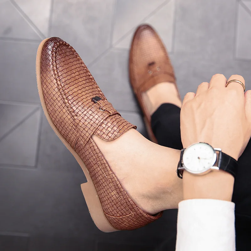 

QWEDF Men Leather Shoes Oxford PU Leather Men'S Dress Shoes Men Loafers Wedding Dress Shoes Breathable Men'S Banquet Shoes K6-28