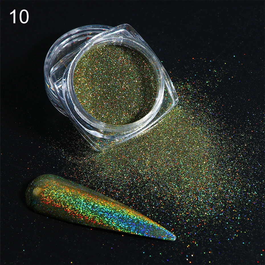 Holographic Nail Glitter Powder Laser Dipping Sequins Pigment Nail Art Gradient Mirror Chrome Dust Shining Polish Flakes BE1028-2 (14)