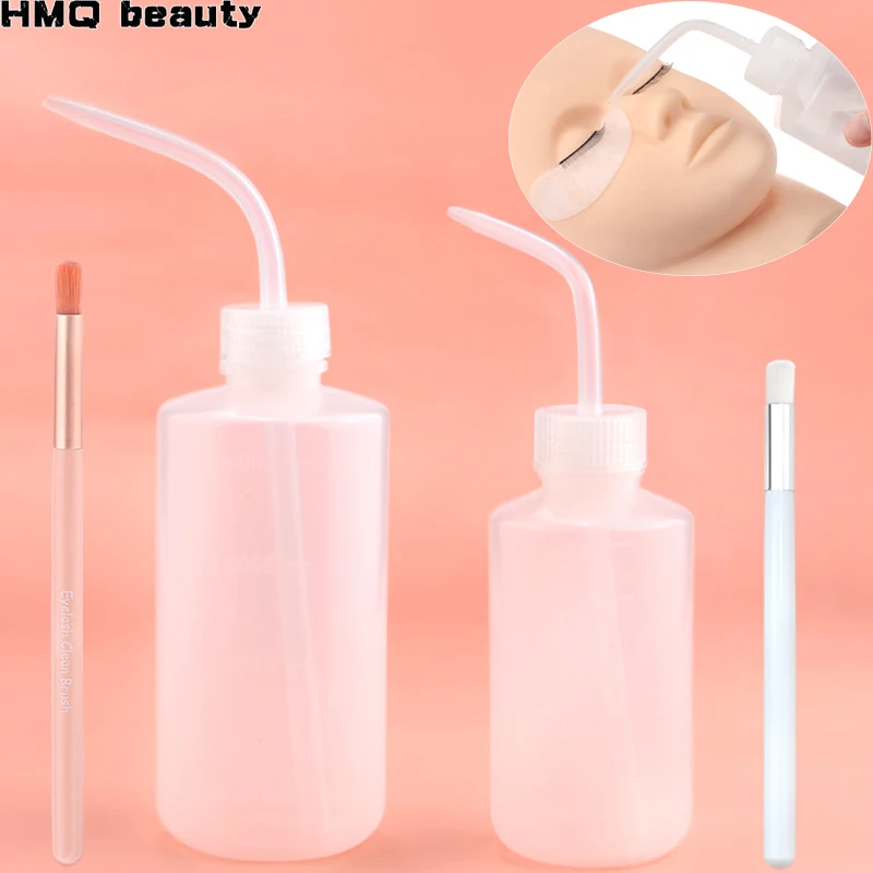 Limpiador de pestañas botella de lavado herramienta de extensión de pestañas codo boca estrecha tubo largo Limpieza de cejas cuidado de la piel