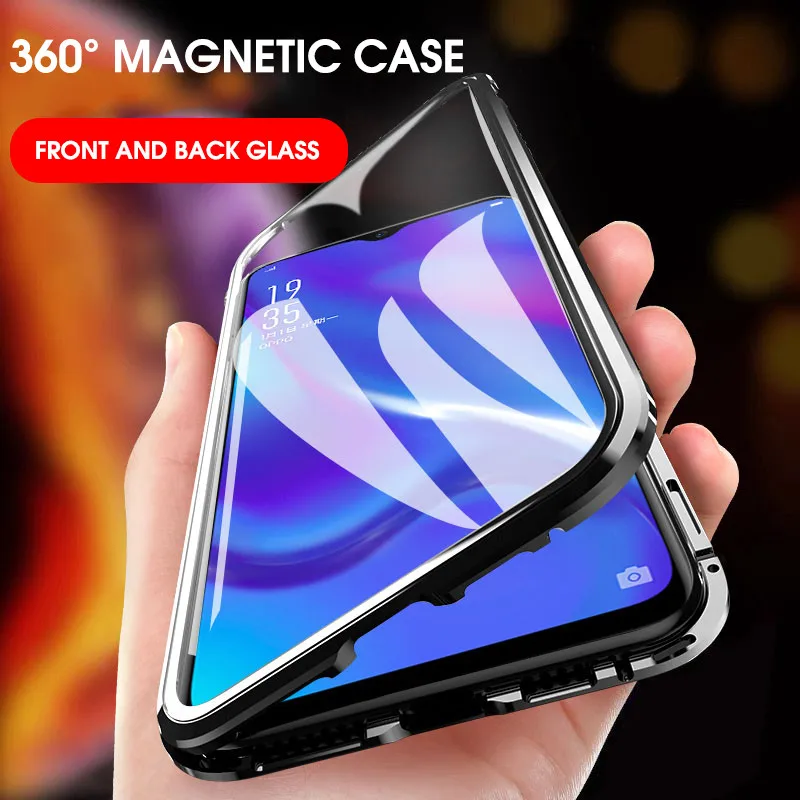 

For Huawei Honor View 20 Case 360 Magnetic Adsorption Double Tempered Glass Case for Honor 20 Full Hard Protective Case Cover