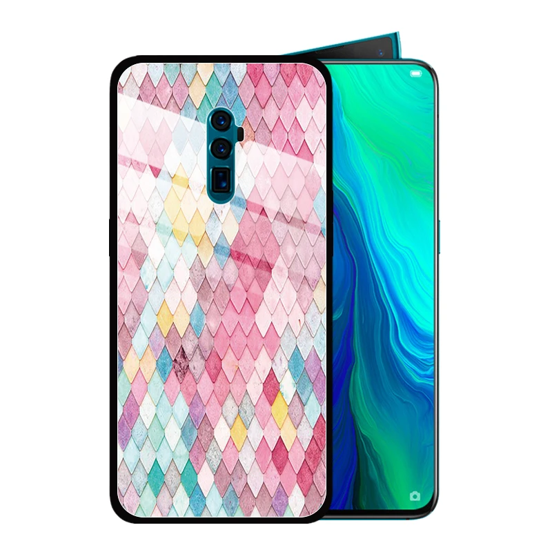 Чехол с геометрическим рисунком русалки из закаленного стекла для OPPO Reno2 Z F Reno 10x