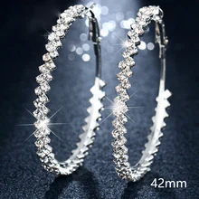 豪華なファッション特大サークルフープイヤリング女性ガール新幾何クリスタルラウンドイヤリングbrincos宝石類のギフト(China)