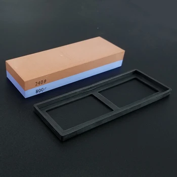 

Double-sided 240/800 grit white corundum sharpening stone professional kitchen knife sharpener terrazzo grinding knife system