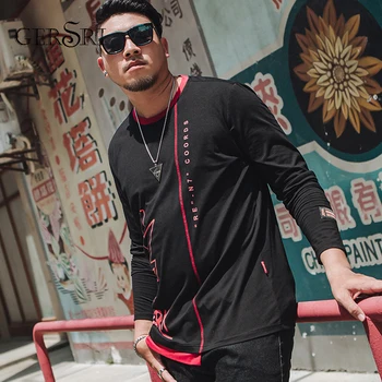 

Gersri T-Shirt Men 100% Cotton Spring Autumn New Long Sleeve O-Neck TShirt Male Brand Clothing Fashion Patchwork Cotton Tee Tops