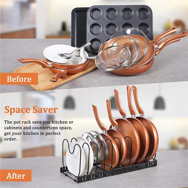 PEISI Pot Rack Pot And Pan Organizer For Cabinet Kitchen Holder