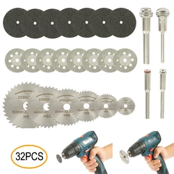 Kit de hoja de sierra Circular, herramienta rotativa de discos de Metal, mandril de corte, accesorios de herramientas eléctricas de corte de madera, 32 Uds.