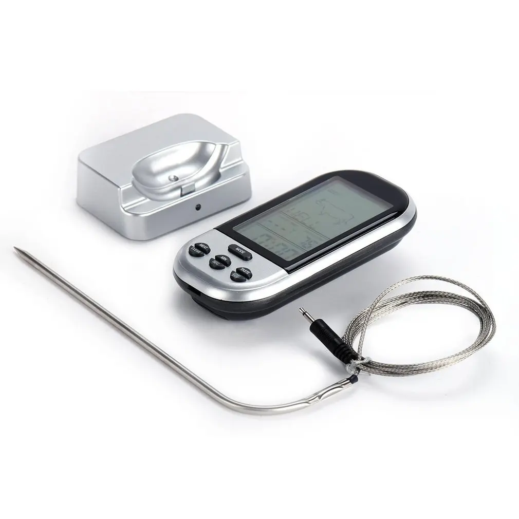 Digital BBQ Thermometer Wireless Kitchen Oven Food Cooking Grill Smoker Meat Thermometer with Probe & Timer Temperature Alarms Digital BBQ Thermometer Wireless Kitchen Oven Food Cooking Grill Smoker Meat Thermometer with Probe & Timer Temperature Alarms