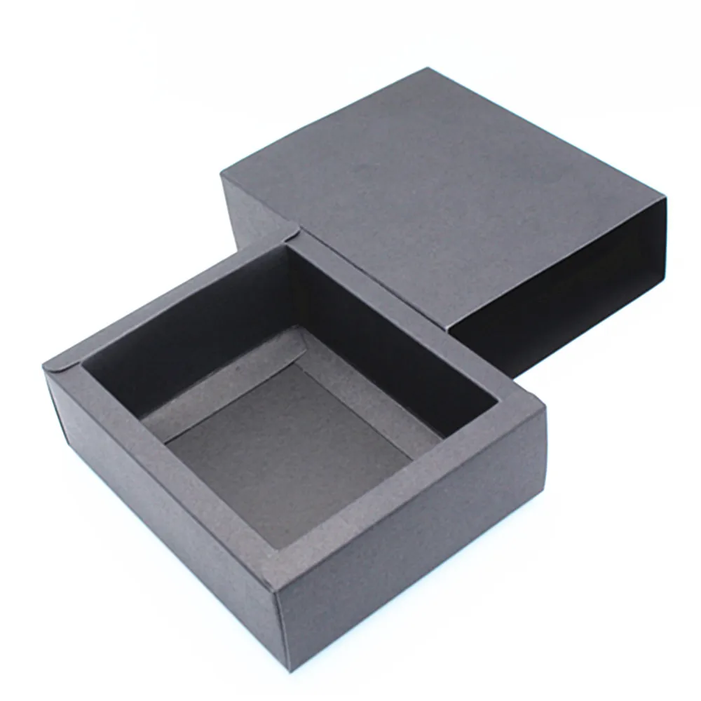 

DHL 80Pcs Chocolate Gift Craft Jewelry Party Packing Box Black Kraft Paper Carton Paperboard Drawer Boxes Wedding Birthday Candy