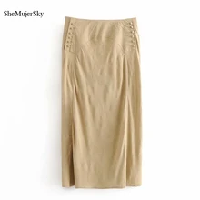 SheMujerSky, Женские Жаккардовые Юбки миди, тонкая юбка с высокой талией и цветочным принтом,, женские юбки s saia midi