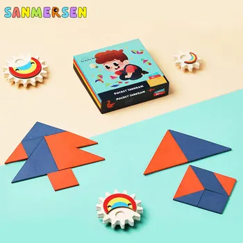 

2 Piece Suit Wooden Seven-piece Puzzle Tangram Intelligence Puzzle Children Educational Jigsaw Puzzle Game Toy For Kids