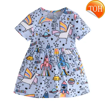 

Jumping meters Baby Girls Summer Dress 100% Cotton Princess Dress for Girl Rockets Dresses Kids Clothing Vestidos