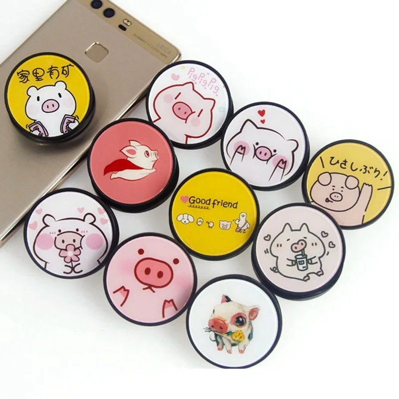 

Cute Cartoon Round Universal Expanding Stand And Grip Finger Ring Holder Mobile Phone Folding Bracket