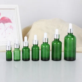 

5-100ML Dropper Bottle Green Glass Reagent Eye Dropper Aromatherapy Liquid Pipette Essential Oil Container Refillable Bottle