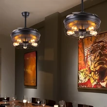 42 дюймов Ретро потолочный вентилятор с дистанционным управлением Свет Невидимый выдвижной вентилятор лампа с листьями лампа Складные огни гостиная спальня E27