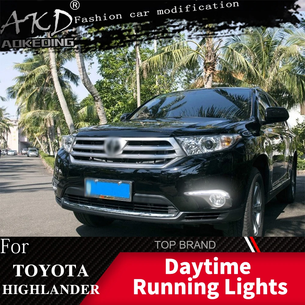 2 шт. светодиодный фонарь дневного света для Toyota Highlander 2012 2013 желтый сигнал поворота функция 12 В автомобиля DRL противотуманная фара украшение