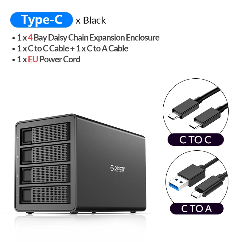 ORICO 35 Series 4 Bay HDD Docking Station 64TB With Raid 10Gbps 150W Built-in Power Hard Drive Case For 2.5 3.5 Inch Hard Drive 2.5 hdd box HDD Box Enclosures