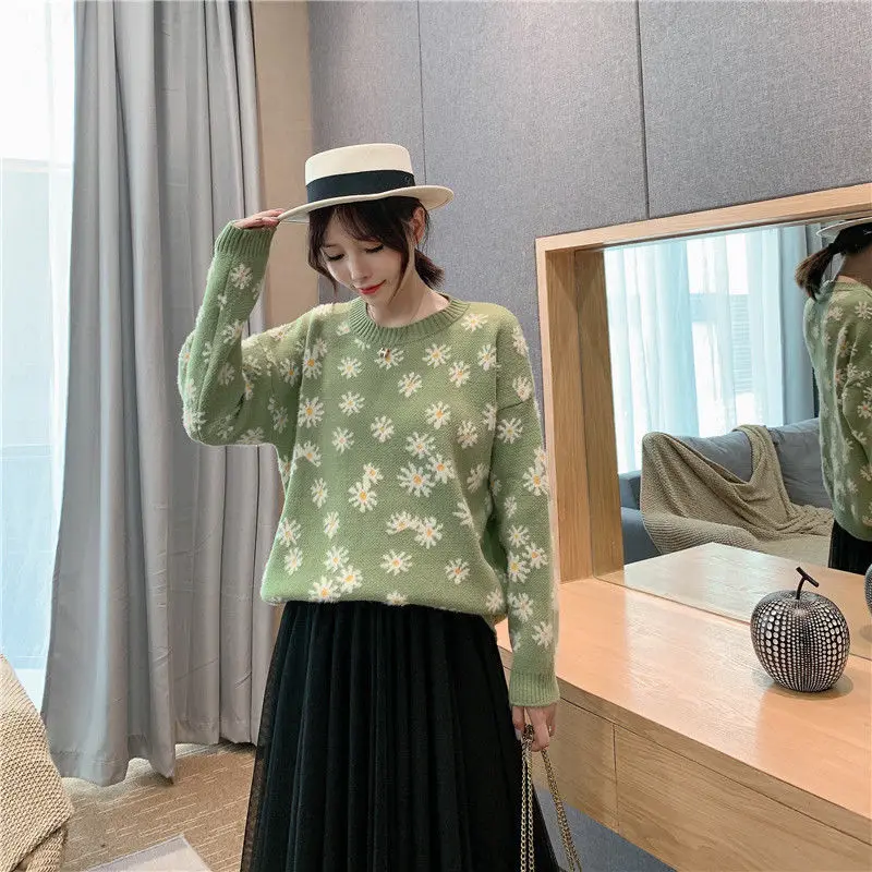

New Korean Mini jacquard Pullover crew neck sweater