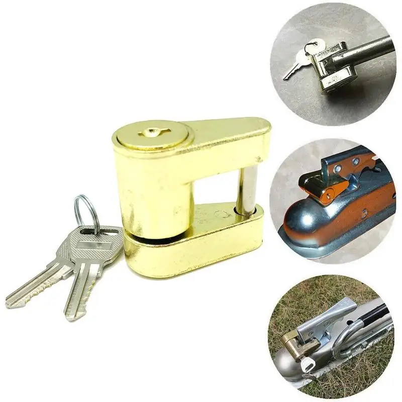 1/4" Zinc Alloy Trailer Coupler Padlock Solid Brass Trailer Locks For Hitch Security Protector Theft Protection With Keys