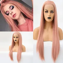 Bombshell прямые синтетические волосы 13*3 парик фронта шнурка живой розовый мягкий термостойкие волокна волос свободная часть для женщин парики на каждый день