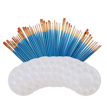 

60Packs Paint Brush Set Assorted Brushes with Painting Tray Palettes for Craft DIY Art Projects