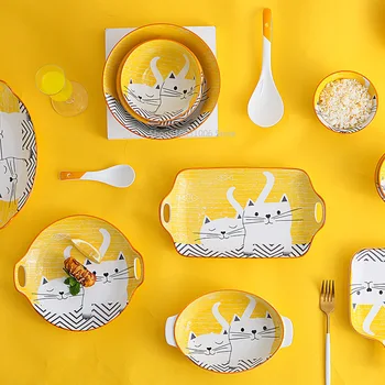 

Cartoon children's tableware plate rice bowl soup fish