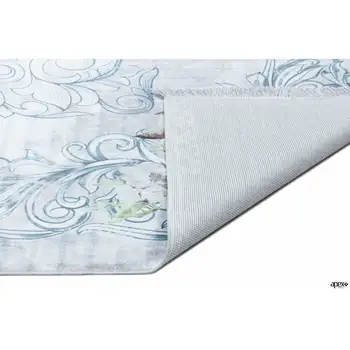 

Apex Calligrapher 3 'x 5' Microfiber Blue Runner Rug