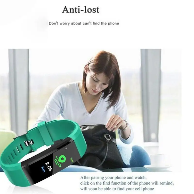 115plus Waterproof Smart Band Health Bracelet Heart Rate Blood Pressure Fitness Tracker for Smartband Wristband Smart Watch